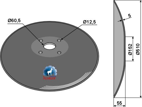 Glatte Scheibe mit flachem Ansatz - Ø510x5 geeignet für: Диски для коротких дисковых борон - NIAUX