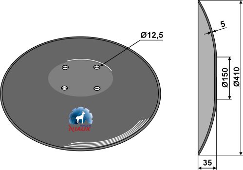 Glatte Scheibe mit flachem Ansatz - Ø410x5 geeignet für: Диски для коротких дисковых борон - NIAUX