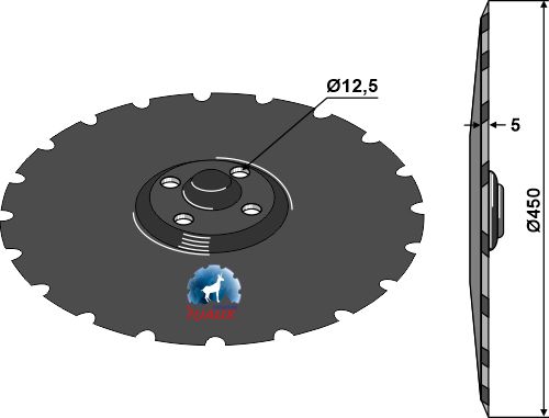 Gezahnte Scheibe Ø450 x 5 geeignet für: Диски для коротких дисковых борон - NIAUX