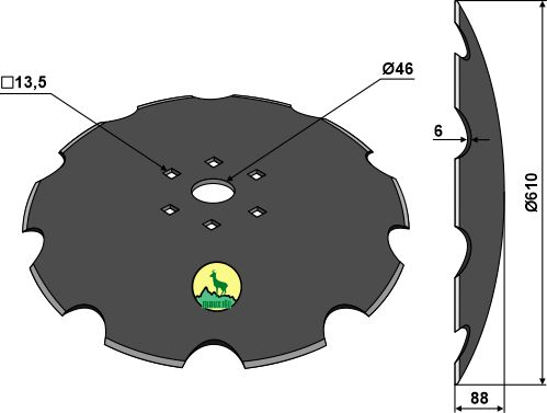 Gezahnte Scheibe - Ø610x6 geeignet für: Диски для коротких дисковых борон - NIAUX