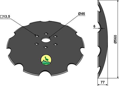 Gezahnte Scheibe - Ø560x6 geeignet für: Диски для коротких дисковых борон - NIAUX