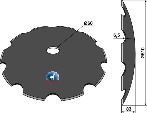 Gezahnte Scheibe Ø610x6,5 geeignet für: Salford Concave discs