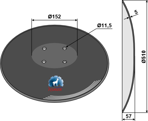 Glatte Scheibe mit flachem Ansatz - Ø510x5 geeignet für: Discs for short cover-crops - NIAUX