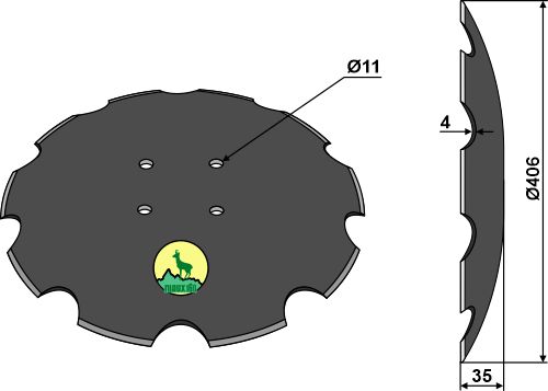 Gezahnte Scheibe - Ø406x4 geeignet für: Discs for short cover-crops - NIAUX