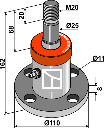 Scheibennabe mit Ø25 Welle und mit M20 Gewinde geeignet für: Подшипники для дисковых ступиц