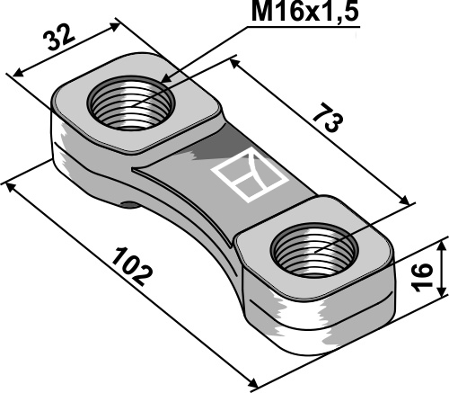 Bügelmutter - M16x1,5 geeignet für: Lemken Accessories for tines for rotary harrows