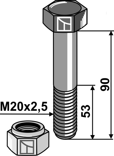 Sechskantschraube M20x2,5x90 mit Sicherungsmutter geeignet für: Vogel u. Noot- Części do grubera