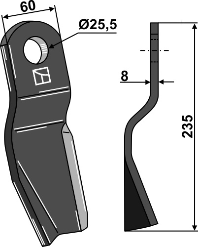 Schlegel geeignet für: Spearhead Pruning hammers, blades, flails, mower-blades, twisted blades, y-blades