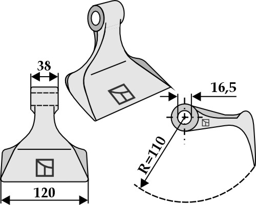 Hammerschlegel geeignet für: Kuhn Y-messen, haaks-messen, hamerklepels, hamerklepels PTA