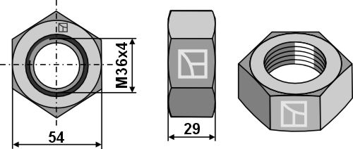 Hexagon locknut M36x4