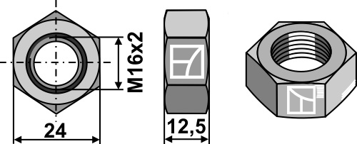 Hexagon locknut M16x2