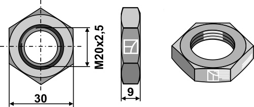 Contra-tuercas hexagonales M20x2,5