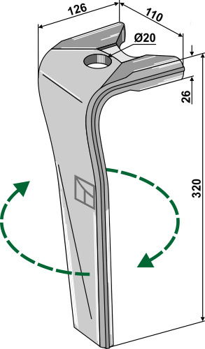 Kreiseleggenzinken, rechte Ausführung geeignet für: Kuhn tine for rotary harrow