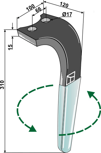 Kreiseleggenzinken (DURAFACE) - linke Ausführung geeignet für: Emy-Elenfer diente de grada rotativa 