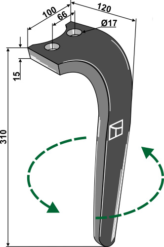 Kreiseleggenzinken, linke Ausführung geeignet für: Emy-Elenfer diente de grada rotativa 