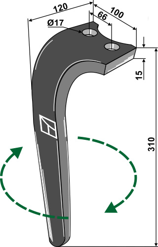 Kreiseleggenzinken, rechte Ausführung geeignet für: Emy-Elenfer tine for rotary harrow