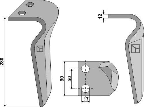 Kreiseleggenzinken, linke Ausführung geeignet für: Falc diente de grada rotativa 
