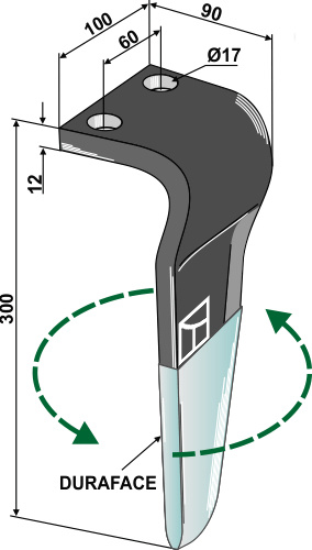 Kreiseleggenzinken (DURAFACE) - linke Ausführung geeignet für: Breviglieri cuțite pentru grape rotativă