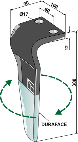 Kreiseleggenzinken (DURAFACE) - rechte Ausführung geeignet für: Vigolo rotoregtanden