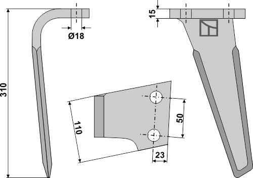 Kreiseleggenzinken, linke Ausführung geeignet für: Landsberg cuţit pentru grape rotativă