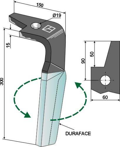 Kreiseleggenzinken (DURAFACE) - linke Ausführung geeignet für: Amazone tine for rotary harrow