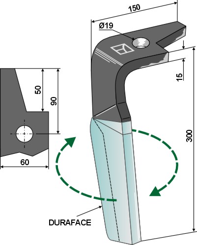 Kreiseleggenzinken (DURAFACE) - rechte Ausführung geeignet für: Amazone tine for rotary harrow