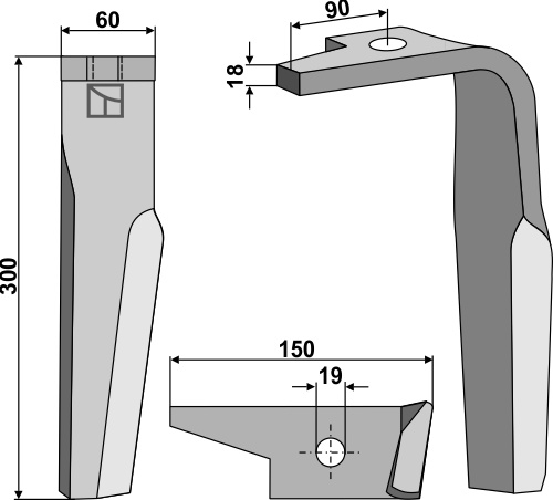 Kreiseleggenzinken, rechte Ausführung geeignet für: Amazone tine for rotary harrow