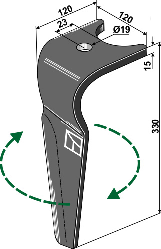 Kreiseleggenzinken, rechte Ausführung geeignet für: Amazone tine for rotary harrow
