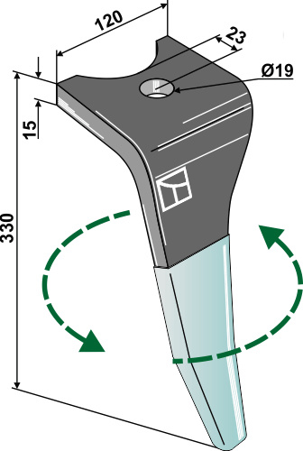 Kreiseleggenzinken (DURAFACE) - linke Ausführung geeignet für: Amazone tine for rotary harrow