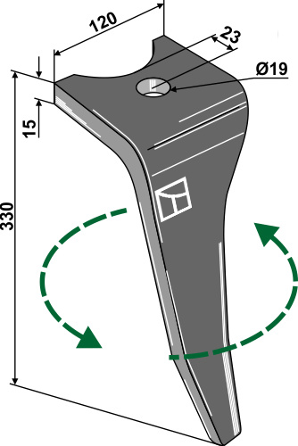 Kreiseleggenzinken, linke Ausführung geeignet für: Amazone tine for rotary harrow