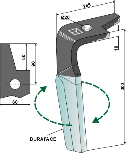Kreiseleggenzinken (DURAFACE) - rechte Ausführung geeignet für: Amazone Зуб ротационной бороны