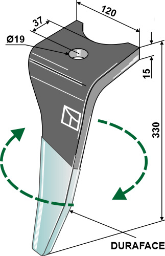 Kreiseleggenzinken (DURAFACE) - rechte Ausführung geeignet für: Amazone tine for rotary harrow
