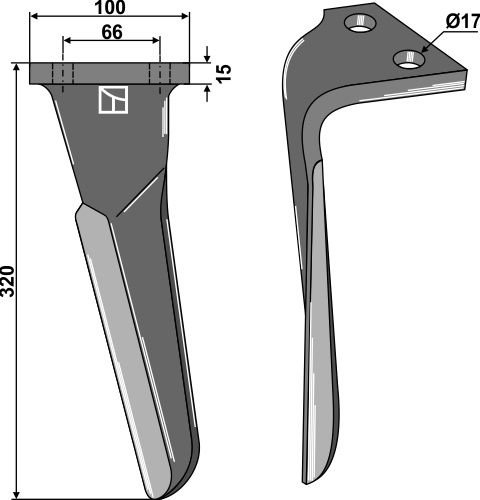 Kreiseleggenzinken, linke Ausführung geeignet für: Emy-Elenfer tine for rotary harrow