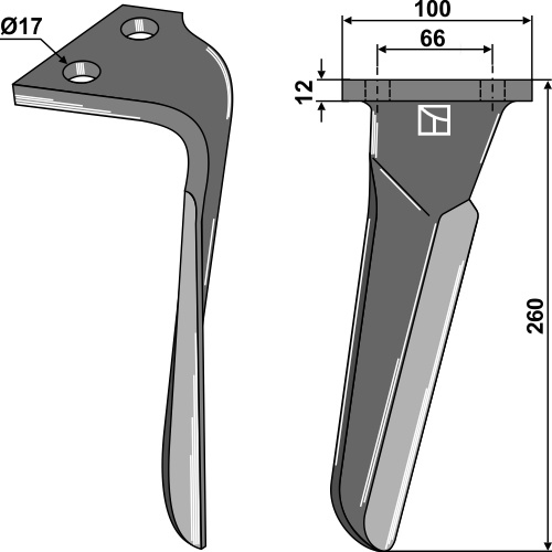 Kreiseleggenzinken, rechte Ausführung geeignet für: Emy-Elenfer tine for rotary harrow