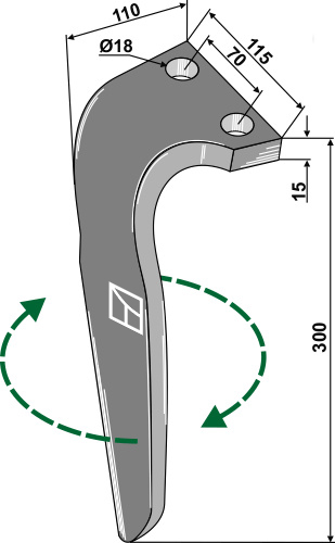Kreiseleggenzinken, rechte Ausführung geeignet für: Falc diente de grada rotativa 