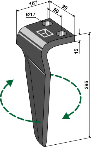 Kreiseleggenzinken, rechte Ausführung geeignet für: Falc rotorharvetand 