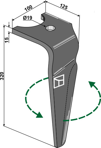 Kreiseleggenzinken, linke Ausführung geeignet für: Falc tine for rotary harrow