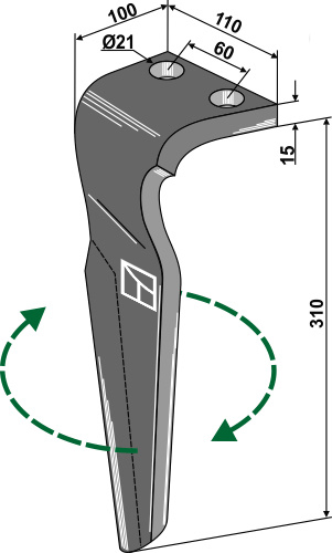 Kreiseleggenzinken, rechte Ausführung geeignet für: Feraboli tine for rotary harrow