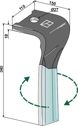Kreiseleggenzinken (DURAFACE) - rechte Ausführung geeignet für: Landsberg Зуб ротационной бороны