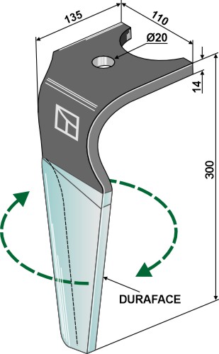 Kreiseleggenzinken (DURAFACE) - rechte Ausführung geeignet für: Kuhn rotorharvetand 