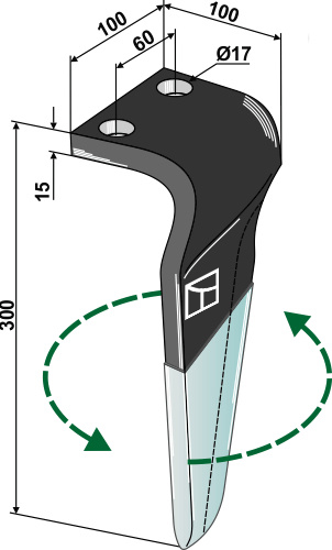 Kreiseleggenzinken (DURAFACE) - linke Ausführung geeignet für: Maschio / Gaspardo tine for rotary harrow