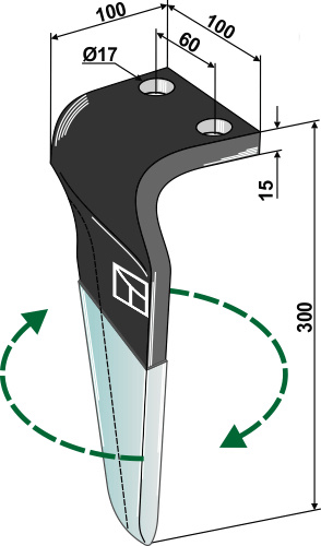 Kreiseleggenzinken (DURAFACE) - rechte Ausführung geeignet für: Maschio / Gaspardo tine for rotary harrow