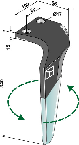 Kreiseleggenzinken (DURAFACE) - linke Ausführung geeignet für: Maschio / Gaspardo tine for rotary harrow