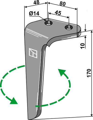 Kreiseleggenzinken, linke Ausführung geeignet für: Rinieri  diente de grada rotativa 
