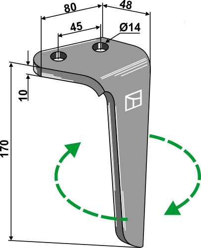 Kreiseleggenzinken, rechte Ausführung geeignet für: Rinieri tine for rotary harrow