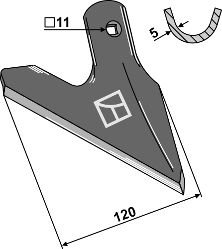 Hackschar - Halbschar gekröpft rechts geeignet für: Einböck - Cultivator parts 