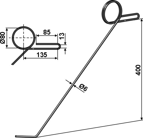 Torsionstriegelzinken - links