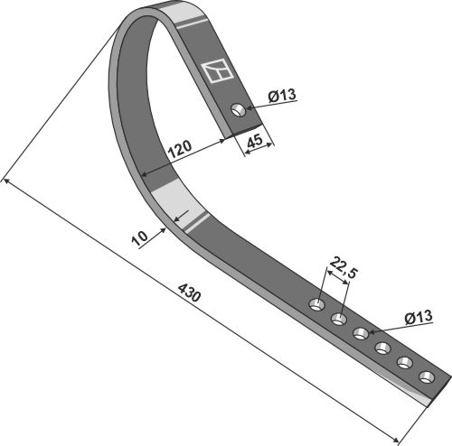 Schleppzinken 45x10 geeignet für: Kverneland - Pièces d´usure pour cultivateurs