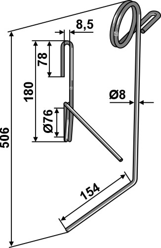 Striegelzinken, hinten links geeignet für: Nodet Striegelzinken