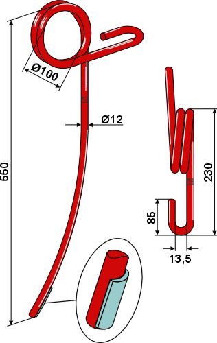 Efterharvetand Ø12mm - Laser Cladding geeignet für: Väderstad Efterharvetænder